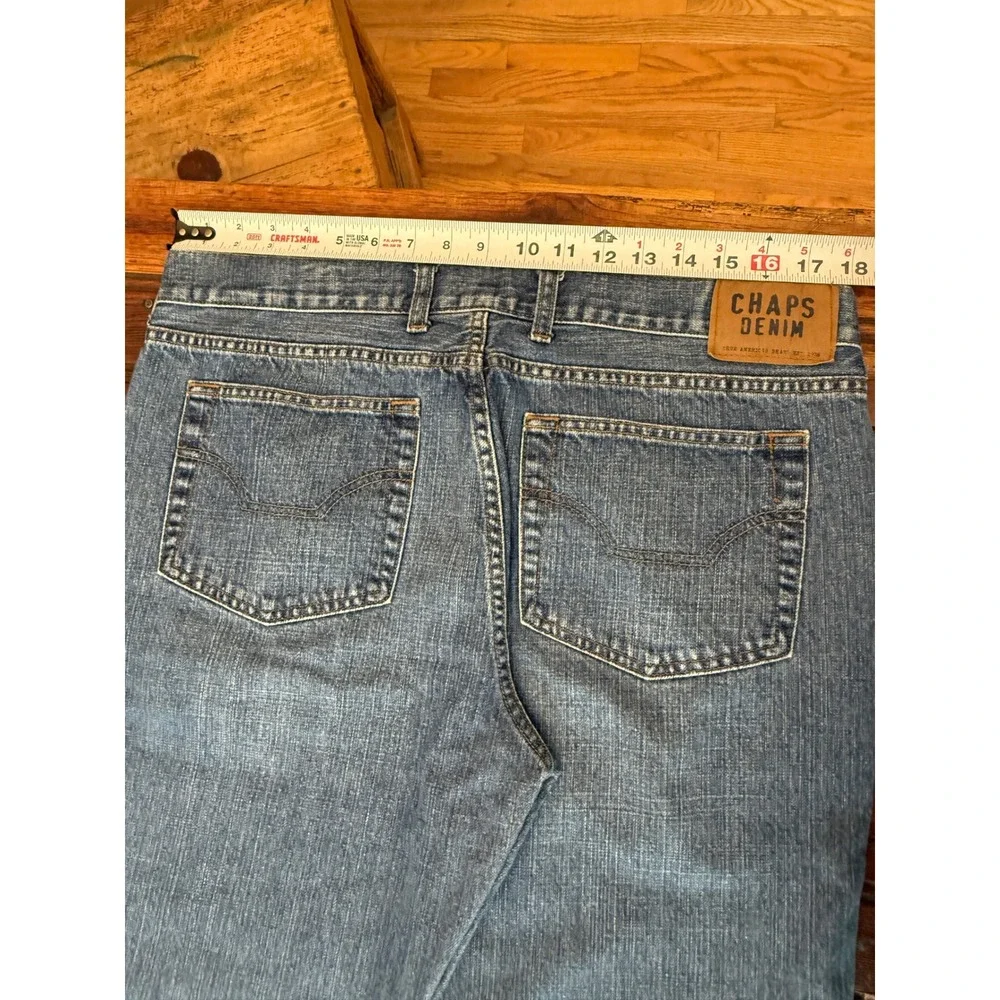 Chaps Denim Mens Straight Fit Blue Jeans Medium Wash 100% Cotton 36x30